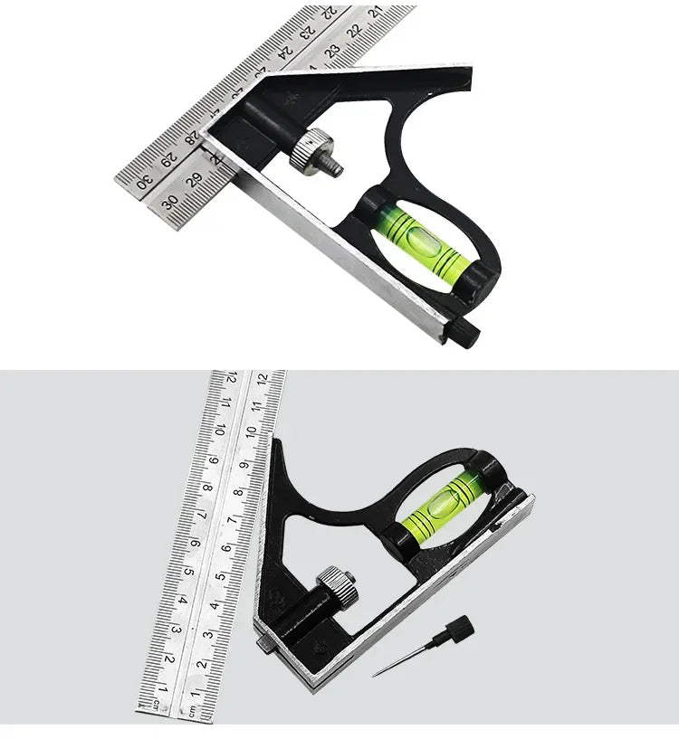 300mm DIY Precise Stainless Steel Measuring Tools Aluminium Combination Mobile Square Workshop Hardware Angle Spirit Level