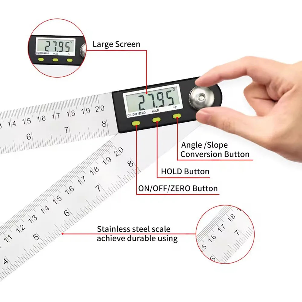 Goniometer Electronic Conveyor Meter Digital Angle Measuring Tool Multiangle Ruler Carpentry Tools Measuring Tool 360 Angle
