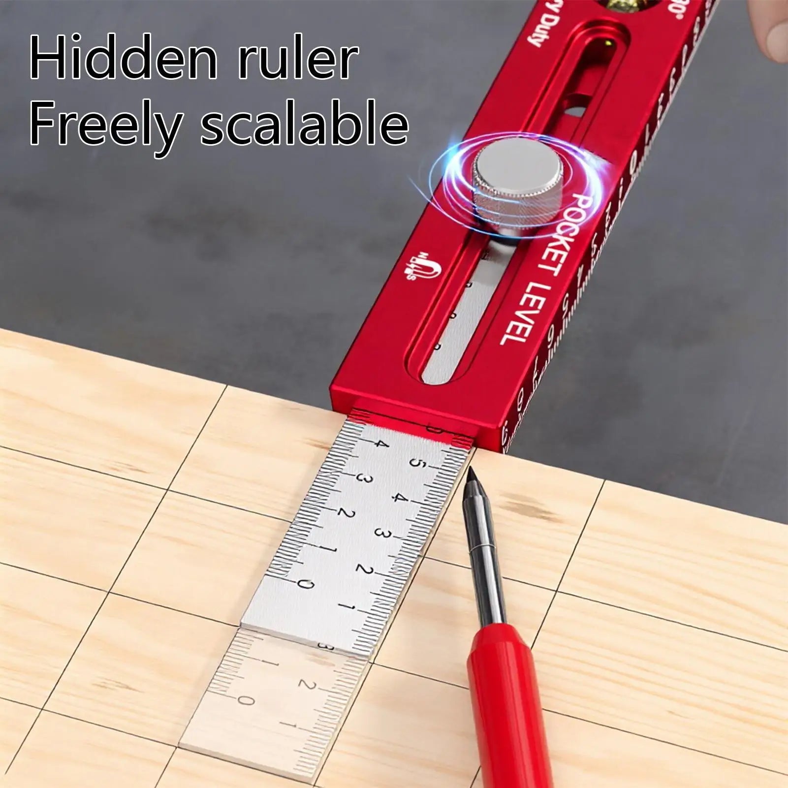 Measuring Tools for Woodworking Magnetic Horizontal Guide Carpenter Ruler with Metric and Imperial Scale for Cutting Marking