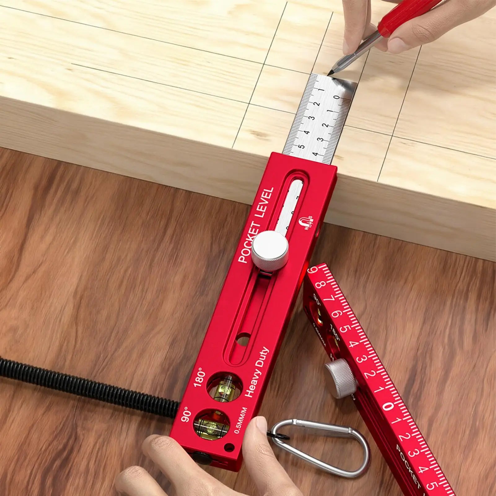 Measuring Tools for Woodworking Magnetic Horizontal Guide Carpenter Ruler with Metric and Imperial Scale for Cutting Marking